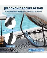 Outdoor Rocking Chair: 30degree(s) Gentle Extra-Large Papasan Chair with Cushion Metal and Pe Rattan Frame 400-pound Weight Capacity