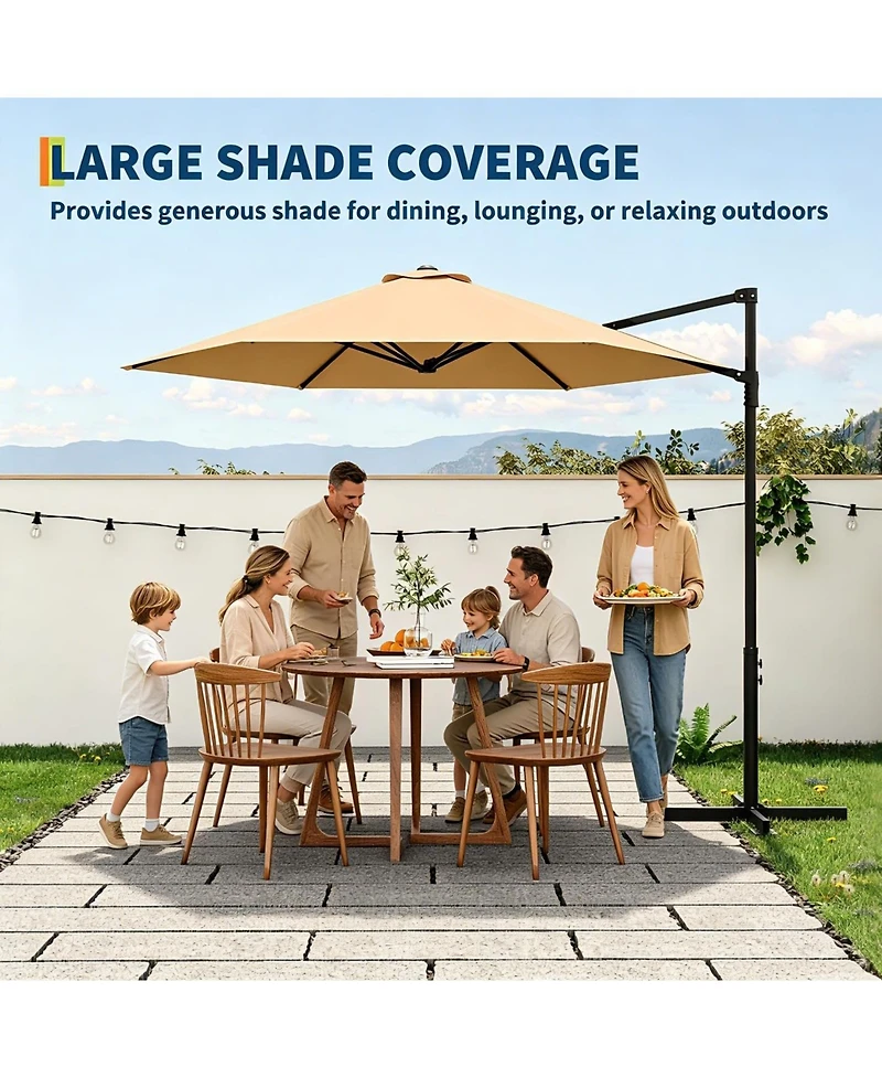 9-foot Off-Center Outdoor Umbrella-uv-Resistant, Large-Canopy Cantilever Patio Umbrella with Breathable Canopy, Ideal for Patios and Backyards