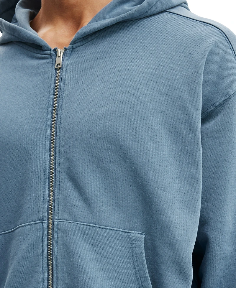 Cotton On Men's Cropped Full-Zip Hoodie Sweatshirt