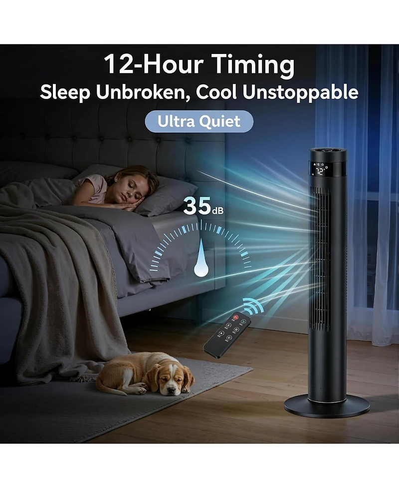 Cowsar 36'' Bladeless Tower Fan with Remote, Quiet Cooling