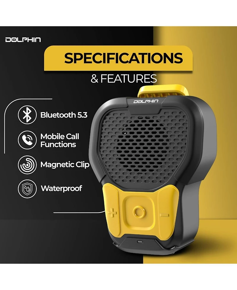 Dolphin Audio Clp-10 Magnetic Clip-On Mini Bluetooth Speaker with Built-in Mic for Hands-Free Use