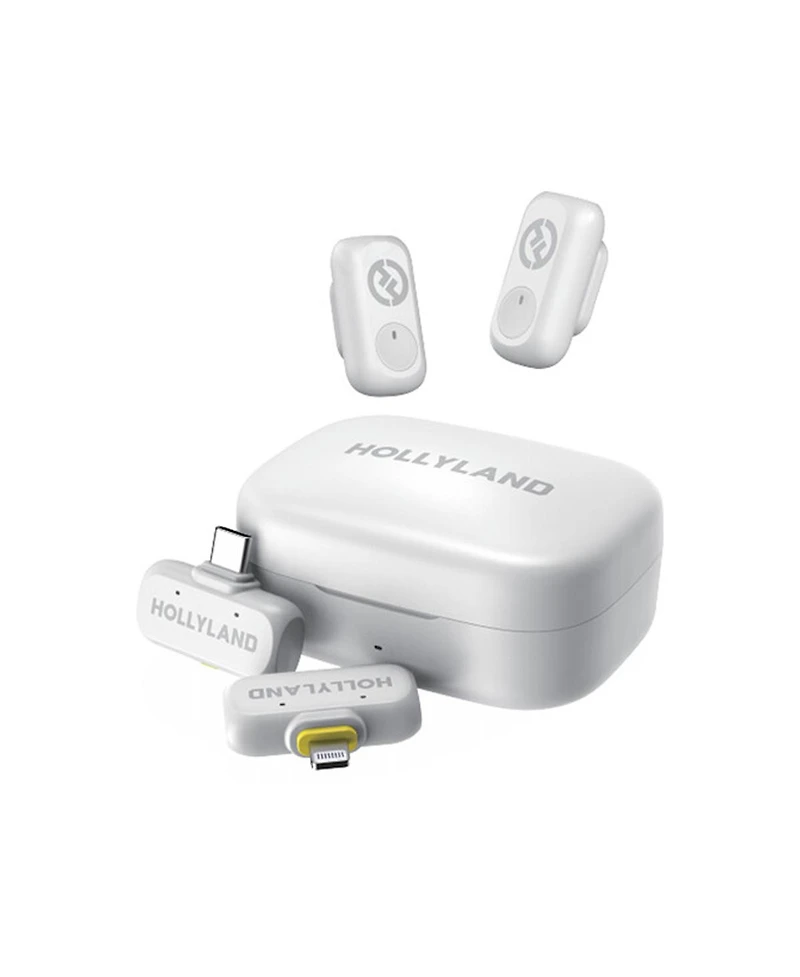 Hollyland Lark A1 2.4GHz 2-Person Wireless Combo Lavalier Microphone System, Ivory White
