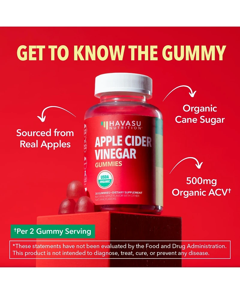Apple Cider Vinegar Gummies, Havasu Nutrition, Apple Flavor