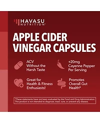 Apple Cider Vinegar Pills, Acv Capsules + Cayenne Pepper, Appetite Suppressant for Weight Loss, Havasu Nutrition, 60ct