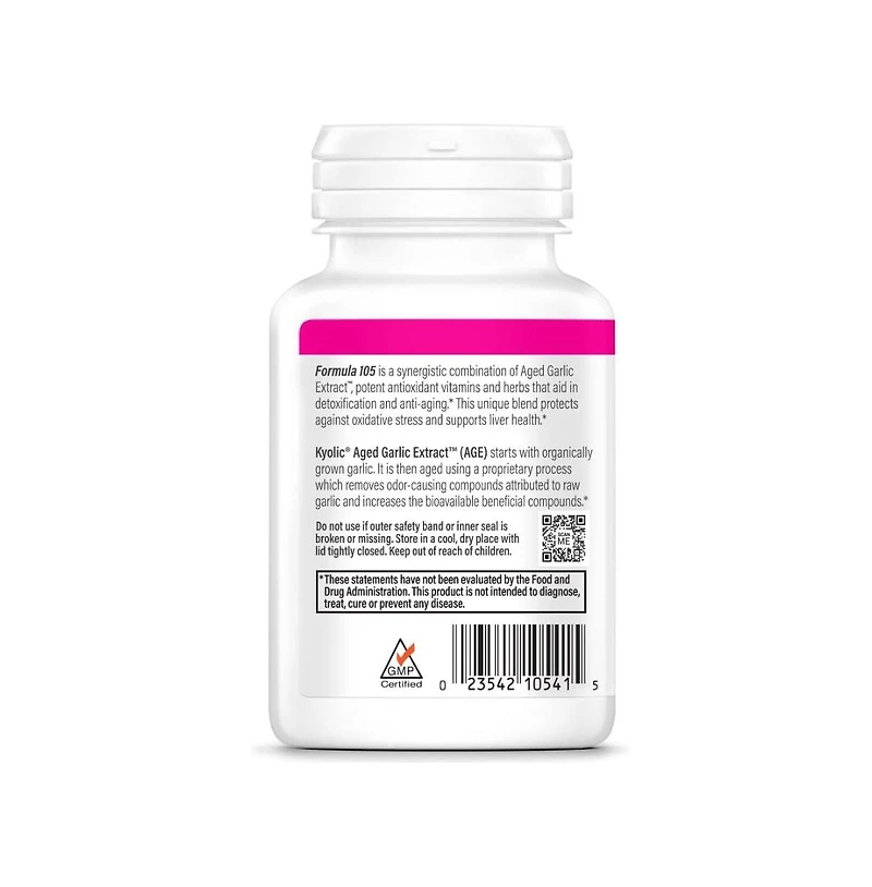 Kyolic Aged Garlic Extract Formula 105, Detox and Anti-Aging, 100 Capsules