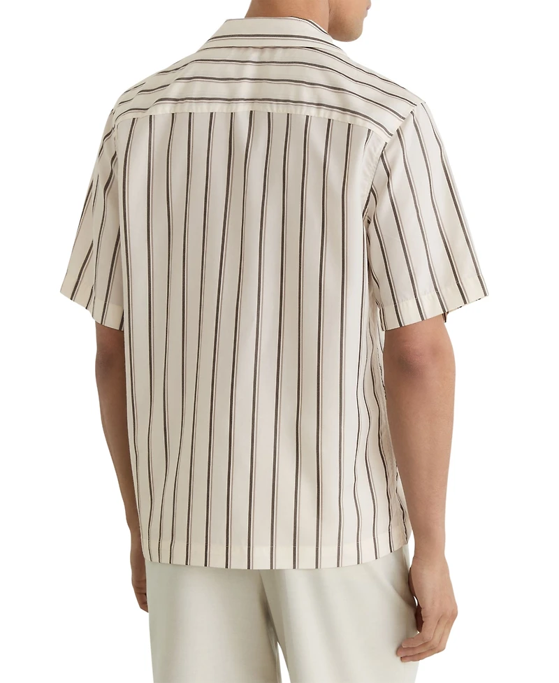 Reiss Men's Saint Lyocell Stripe Relaxed Cuban-Collar Shirt