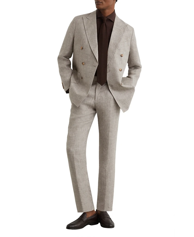 Reiss Men's Amore Linen Double-Breasted Tailored-Fit Suit Blazer