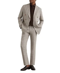 Reiss Men's Amore Linen Double-Breasted Tailored-Fit Suit Blazer