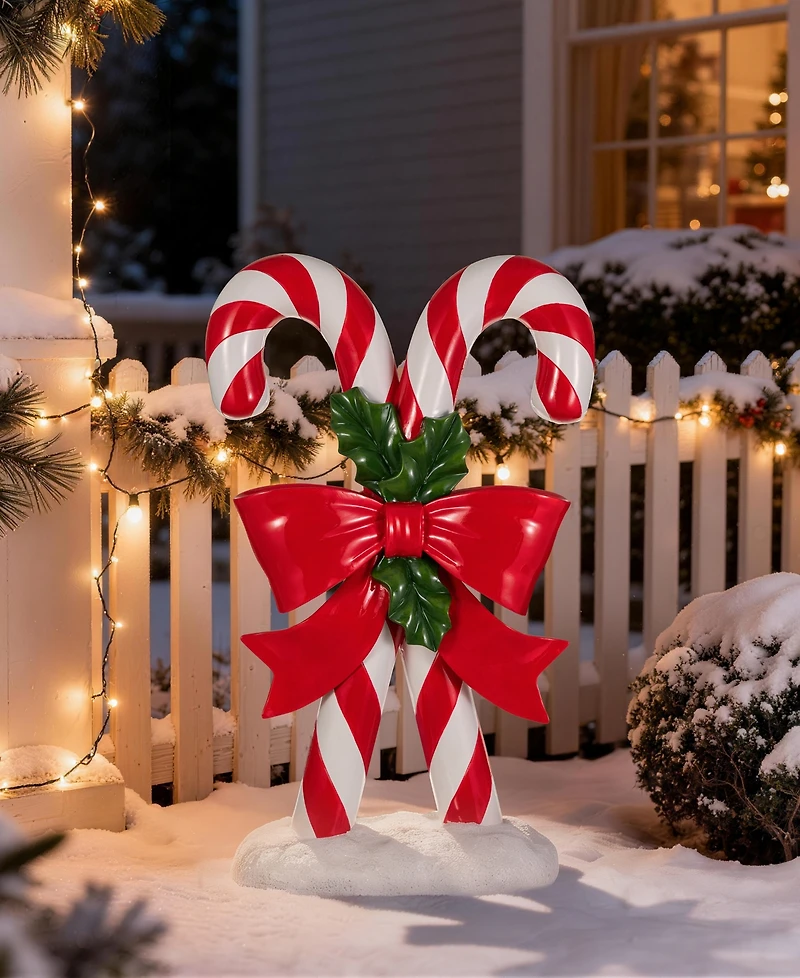 Glitzhome 24" Christmas Candy Cane Porch Decor