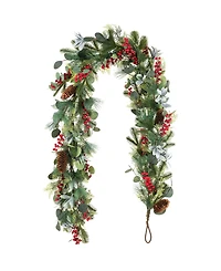 Glitzhome 6-Ft. Christmas Berry, Pinecone & Eucalyptus Garland