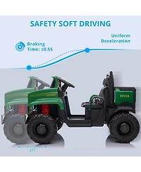 homfan 2 Seater Ride On Tractor Car, Green Kids Electric Vehicle with 24v Battery and Remote Control