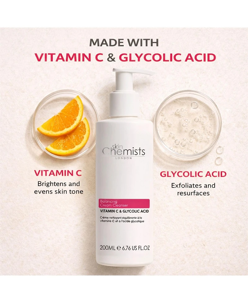 skinChemists Balancing Vitamin C & Glycolic Acid Cream Cleanser 6.76 fl oz