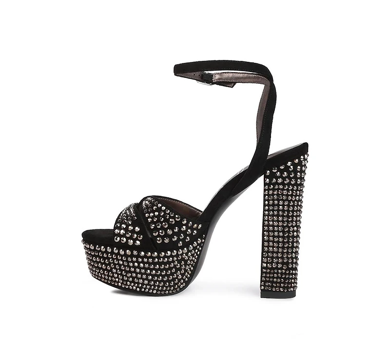 bellini heat-set diamante high block heel sandals