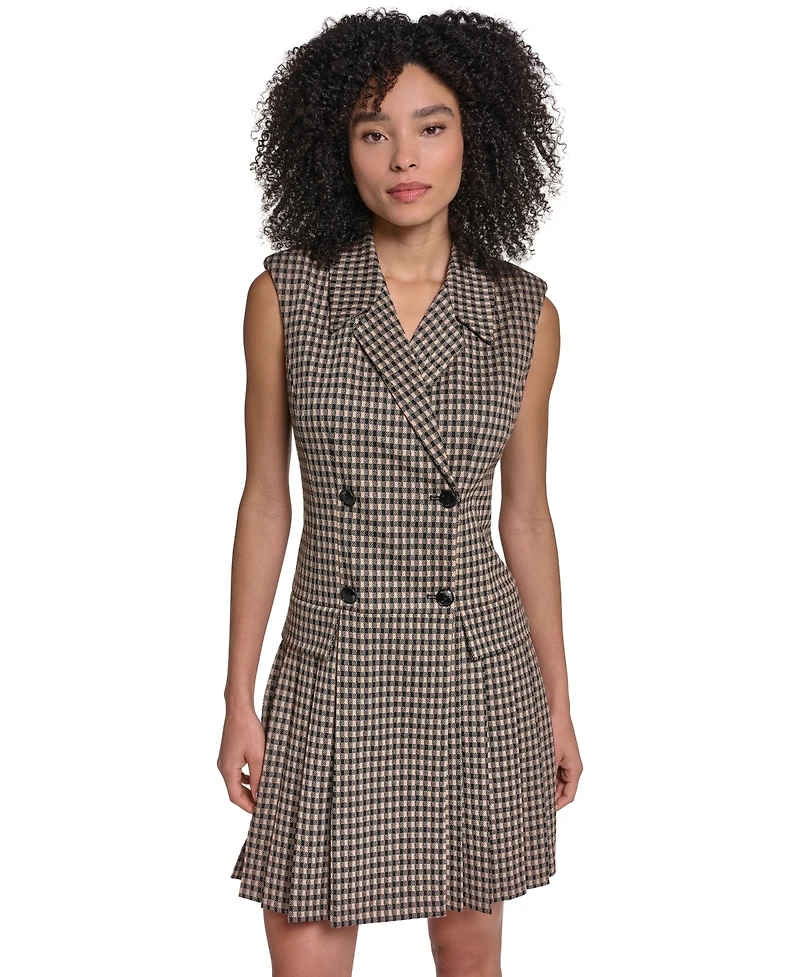 Karl Lagerfeld Paris Women's Collared Pleated Short Dress