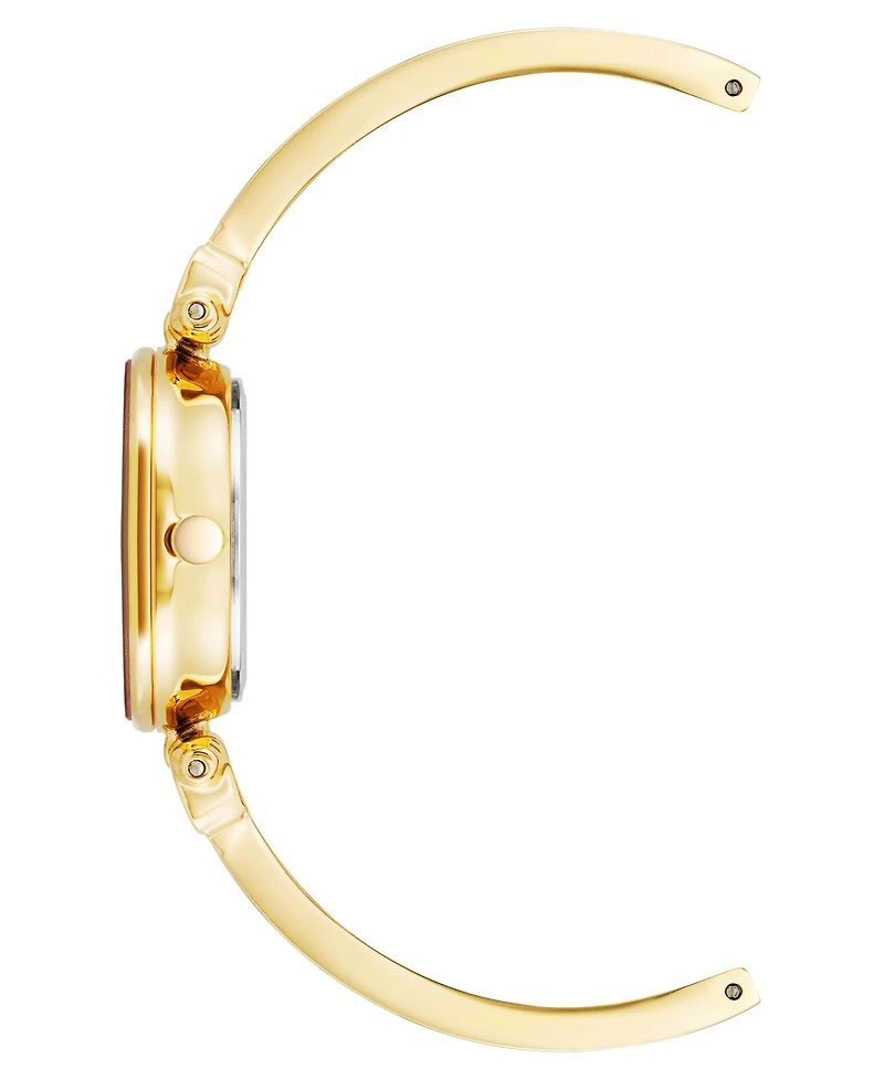 Anne Klein Women's Quartz Round Black Dial Gold-Tone Black Bangle Watch 28mm x 34mm