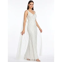 Lara Women's Beaded Wedding Gown with Cape