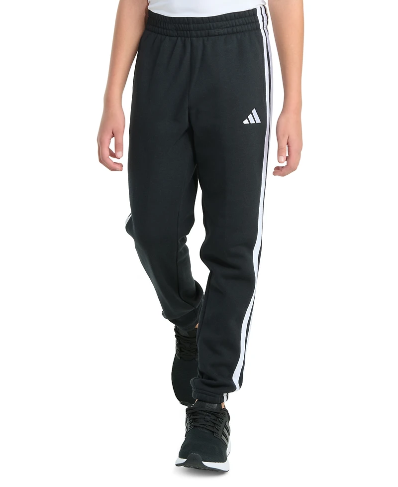 adidas Boys' 8-20 Essential 3-Stripe Fleece Cuffed Jogger Pants