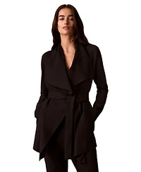 Calvin Klein Womens Collared Neck Belted Jacket
