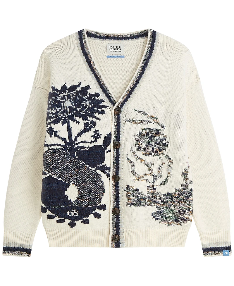 Scotch & Soda Men's Cotton-Blend Dropped Shoulder Cardigan