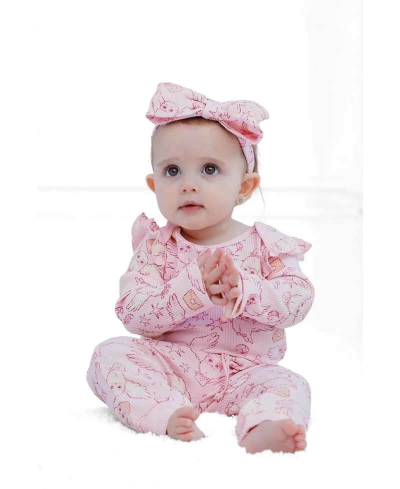 Harry Potter Baby Girls Hedwig ( new born to 24 M ) Bodysuit and Pants Set with Headband