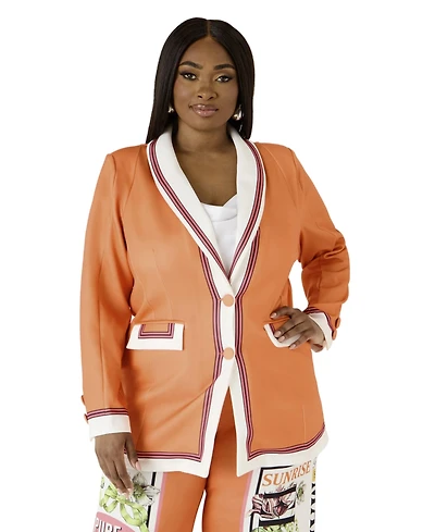 Ashley Stewart Women's Printed Scuba Blazer