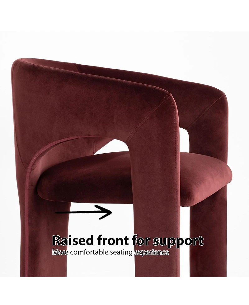 Maison Boucle Modern Velvet Barrel Dining Chairs Set of 2, Burgundy Upholstered Curved Back, Wraparound Accent Side for Room and Kitchen
