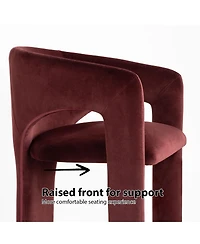 Maison Boucle Modern Velvet Barrel Dining Chairs Set of 2, Burgundy Upholstered Curved Back, Wraparound Accent Side for Room and Kitchen