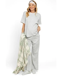 Pinkblush Women's Heather Grey Curved Hem Tee Pants Lounge Set
