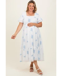 Pinkblush Plus Ivory Floral Print Ruffle Hem Midi Dress