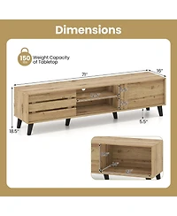 Slickblue Mid Century Modern Tv Stand for 80 Inch TVs with Sliding Door Cabinets
