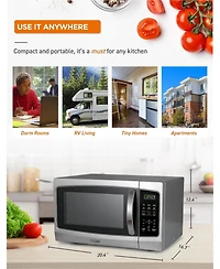Commercial Chef 1.3 Cu. Ft. Counter Top Microwave,Stainless Steel