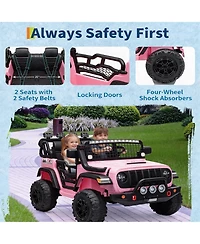 homfan 2 Seater 24V Electric Ride on Car with Remote Control, 20" Large Seat, 2 Safety Belts,Dual 200W Motors for 3+