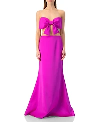 Ivonne Women's Strapless Bow-Front Crop -Top Gown Satin