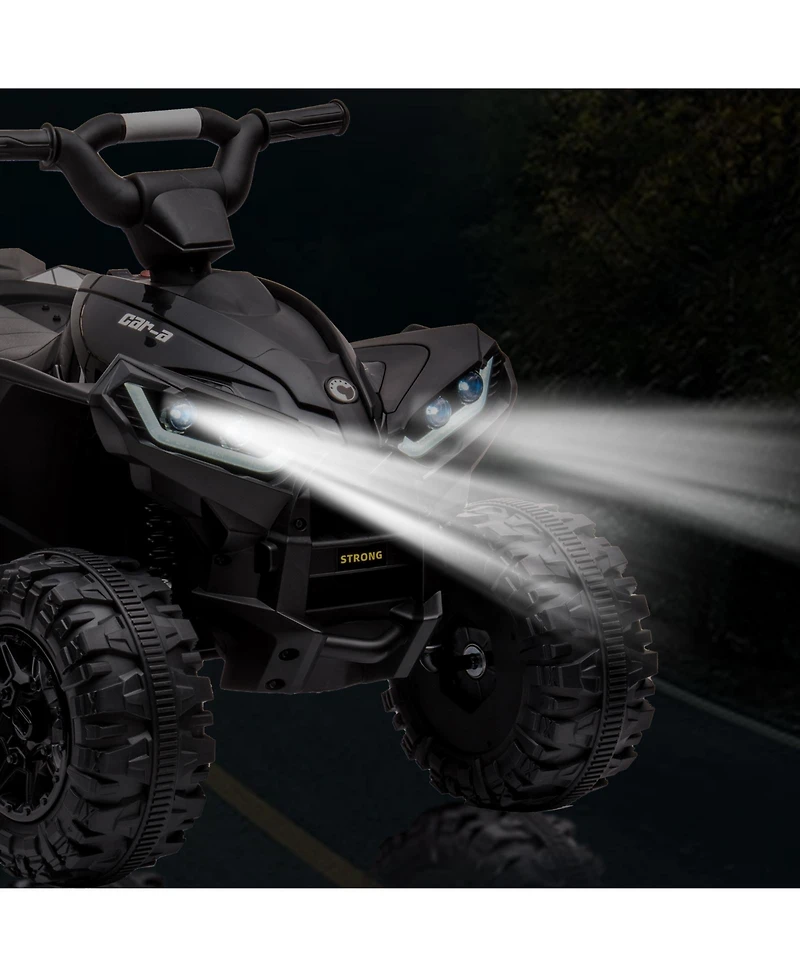 homfan Kids Atv, 12V Ride On Toy Battery Powered 4 Wheeler Quad Car, Electric Atv with Remote Control, Music, Horn, Monitor Display