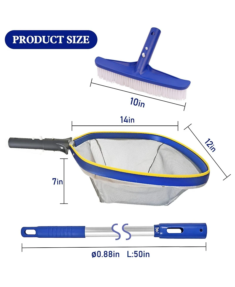Xdovet Pool Brush Skimmer Net Telescopic Pole Kit