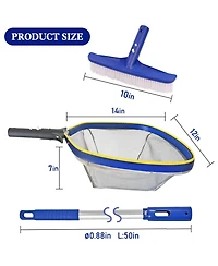 Xdovet Pool Brush Skimmer Net Telescopic Pole Kit