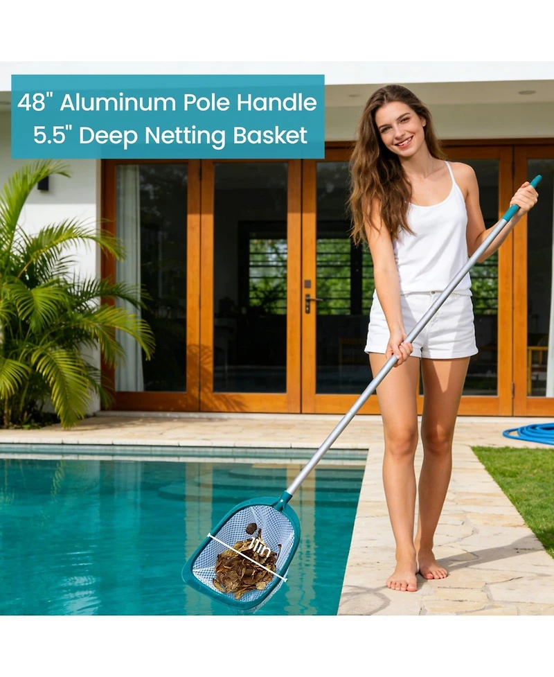 Xdovet Pool Skimmer Net With Pole Fine Mesh Leaf Debris Removal