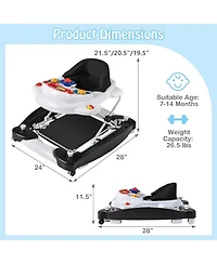 Slickblue Toddler Baby Walker 6-in-1 Foldable Design with Adjustable Height Support