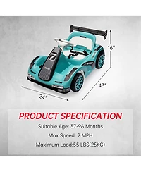 homfan Electric Go Kart Ride-On Racing Car, Dual Motors, Remote Control, Safety Belt, Led Headlights, Music, Standard Test Method Certified