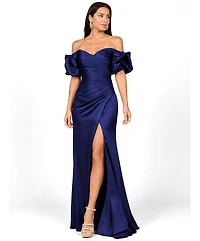 Lara Women's Off Shoulder Satin Dress with Slit