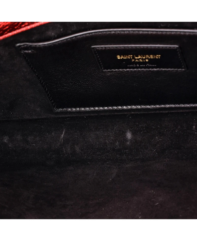 Pre-Owned Saint Laurent Long Classic Monogram Tassel Clutch Leather