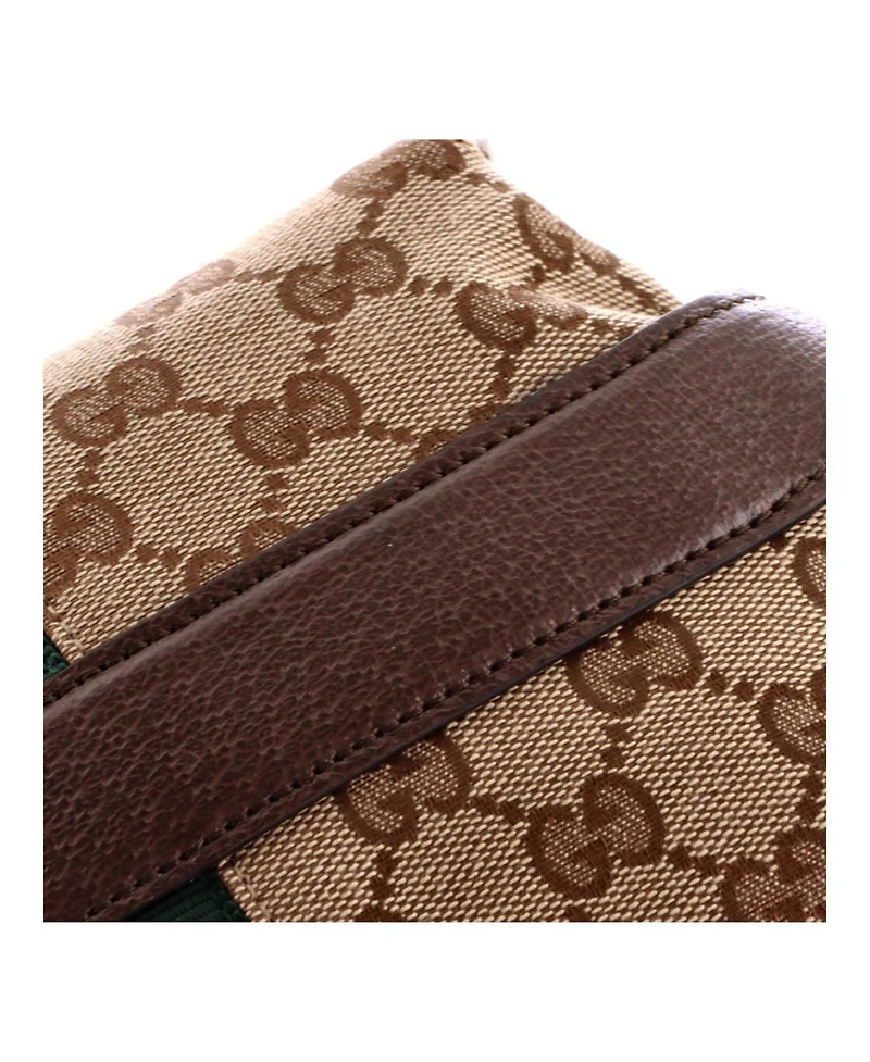Pre-Owned Gucci Medium Horsebit Nm Web Chain Clutch Gg Canvas