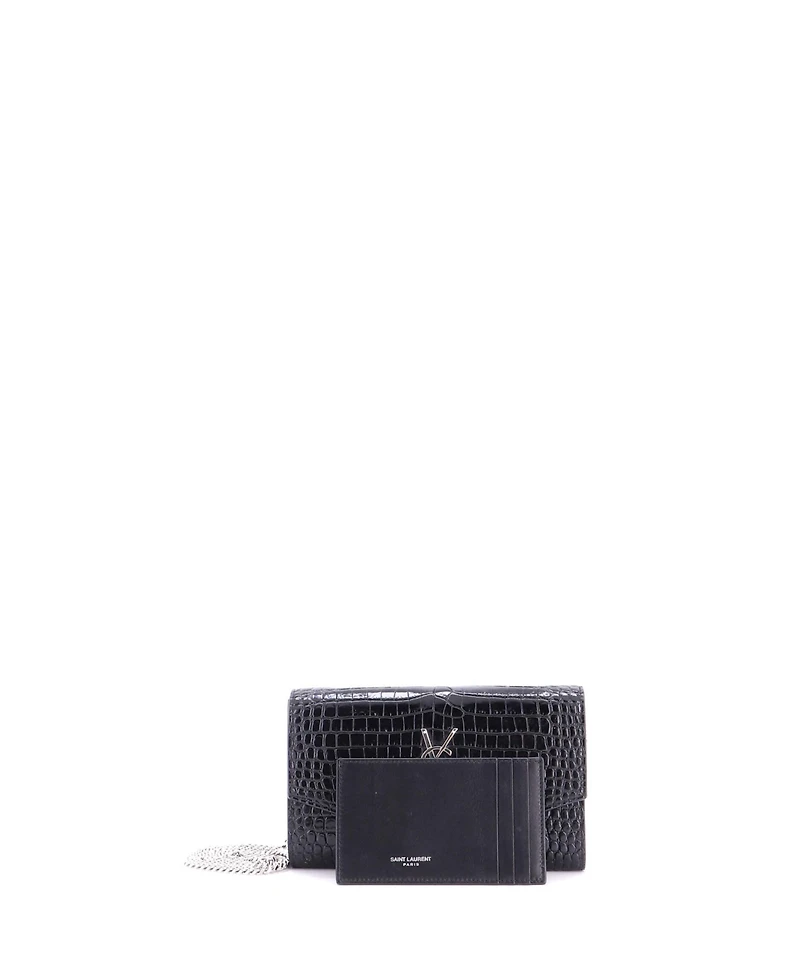 Pre-Owned Saint Laurent Uptown Chain Wallet Embossed Leather