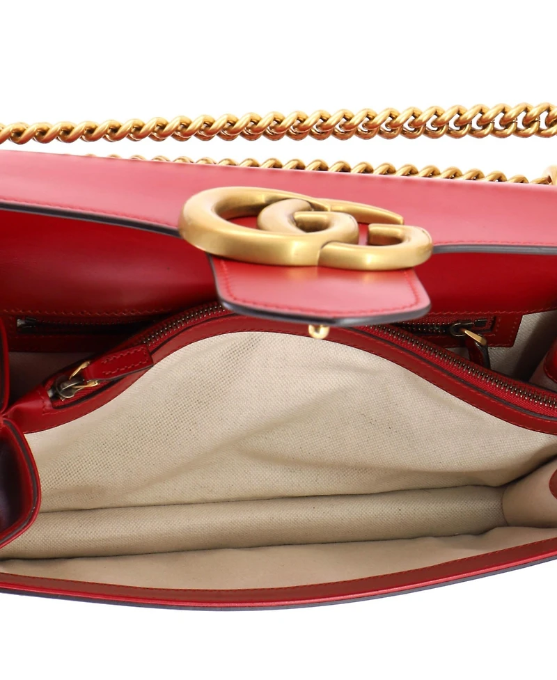 Pre-Owned Gucci Medium Gg Marmont Chain Shoulder Bag Leather