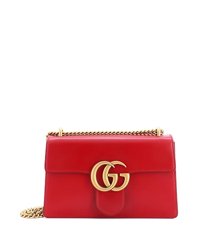 Pre-Owned Gucci Medium Gg Marmont Chain Shoulder Bag Leather