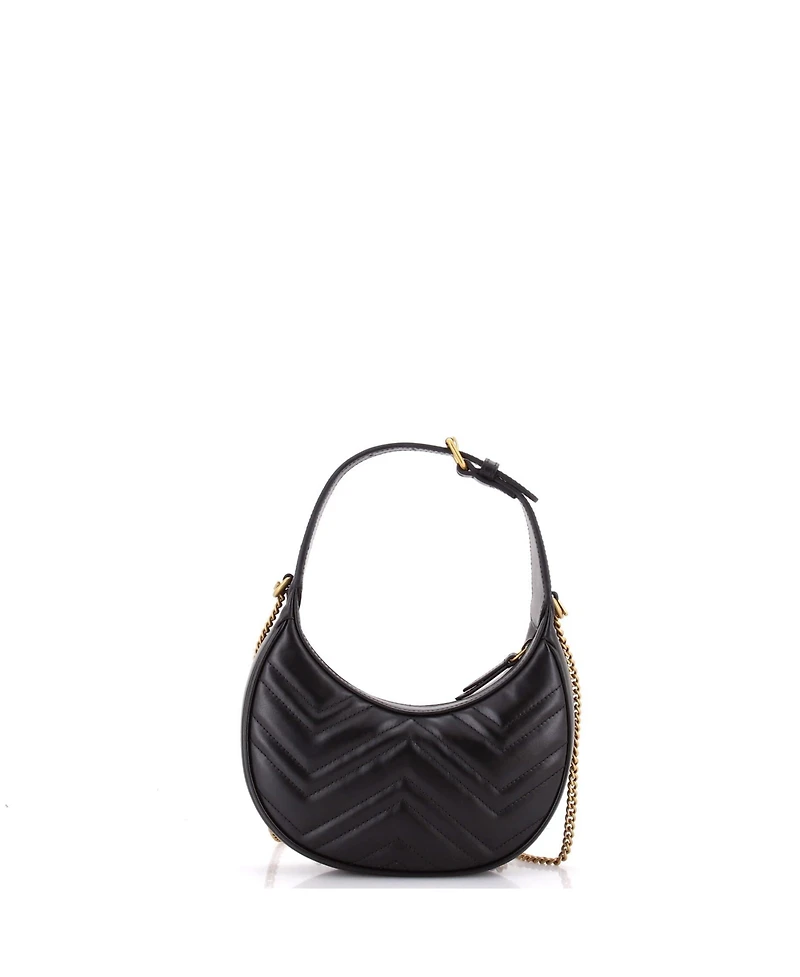Pre-Owned Gucci Mini Gg Marmont Half Moon Hobo Matelasse Leather