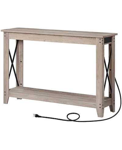 Slickblue Farmhouse Entryway Console Table 47.2" with Power Outlets and Usb Charging