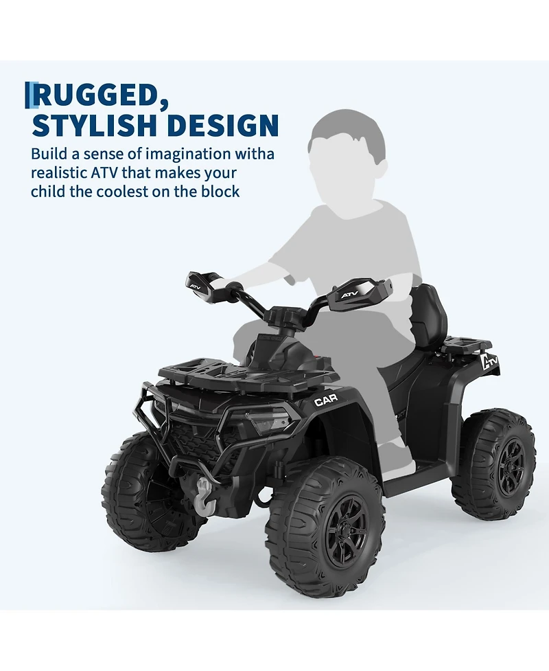 homfan Electric Kids Atv 4-Wheeler Ride-On Car for Ages 3-8 - Dual Motors, Remote Control, Led Headlights, Music Player, Urgent Brake