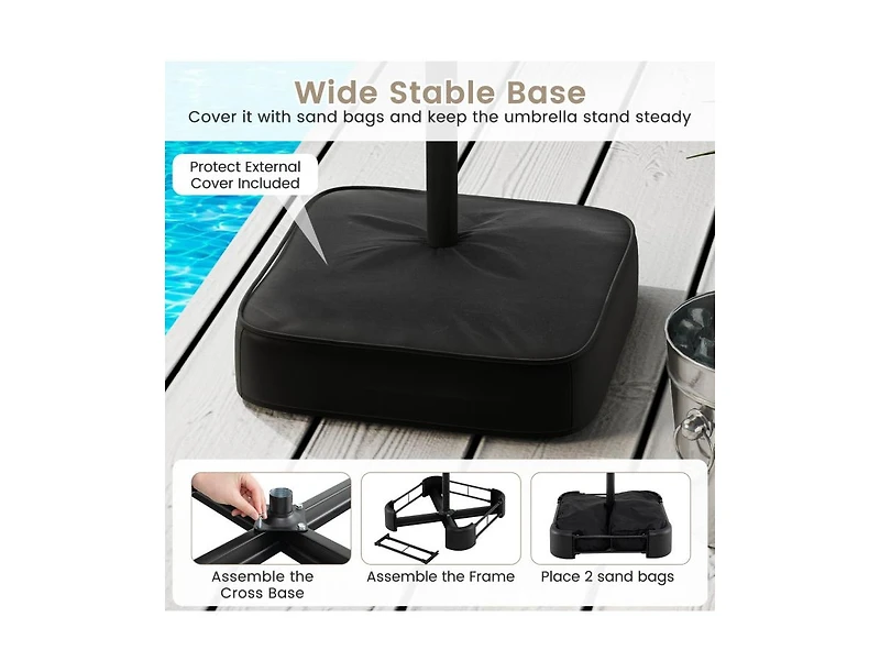 Clihome Double-Sided Twin Patio Umbrella with Crank and Base