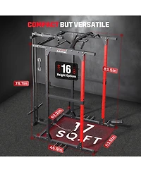 Fed Fitness Power Cage, 1500LB Power Rack with Lat Pulldown Cable System, Squat Rack & Training Attachments for Home Gym